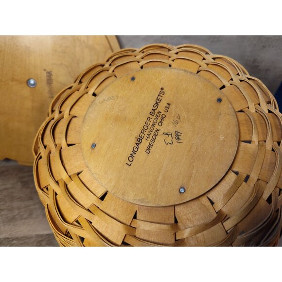 Longaberger Vintage Christmas Collection 1999 Edition Popcorn Basket W/ Lid & Ha - Picture 12 of 13